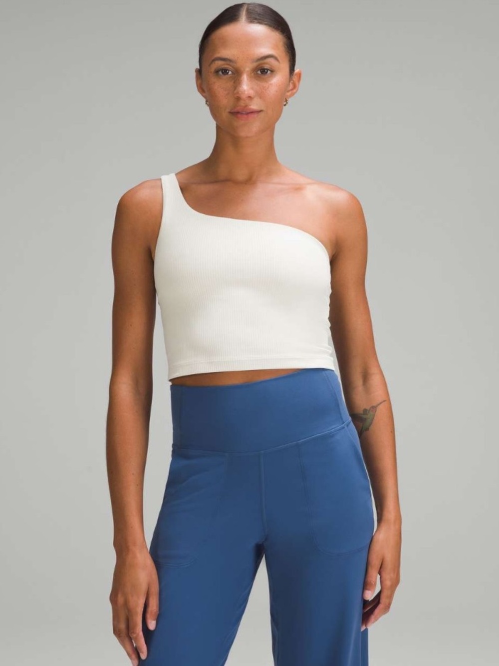 Lululemon Ribbed Nulu Asymmetrical Yoga Tank Top- White Size 4